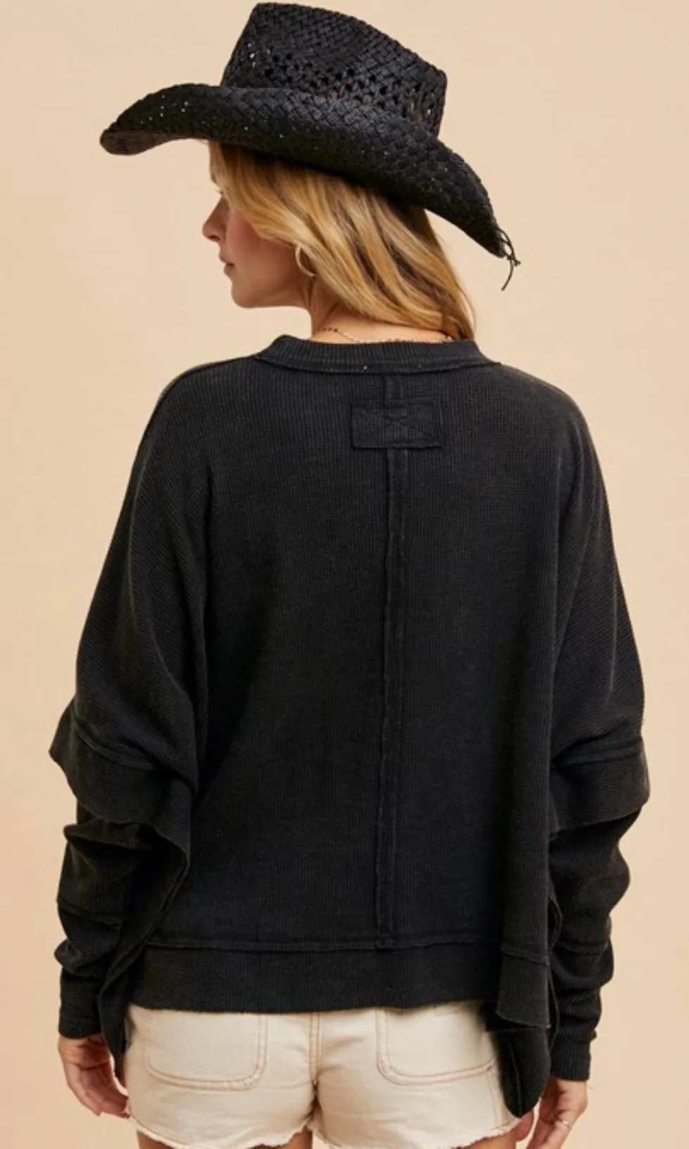 Bonnie Washed Black Crew Neck Top