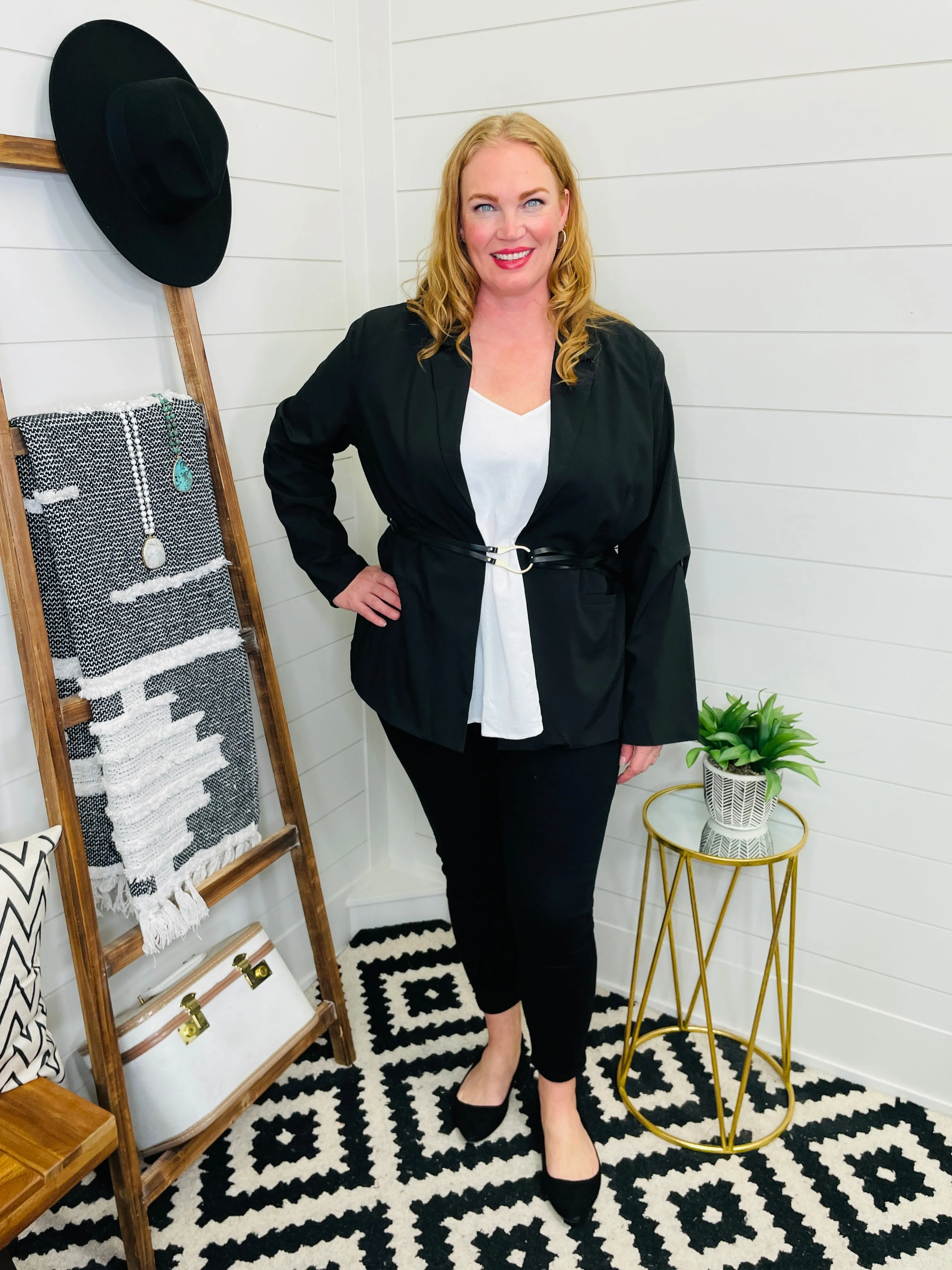 Closet Staple Belted Black Blazer