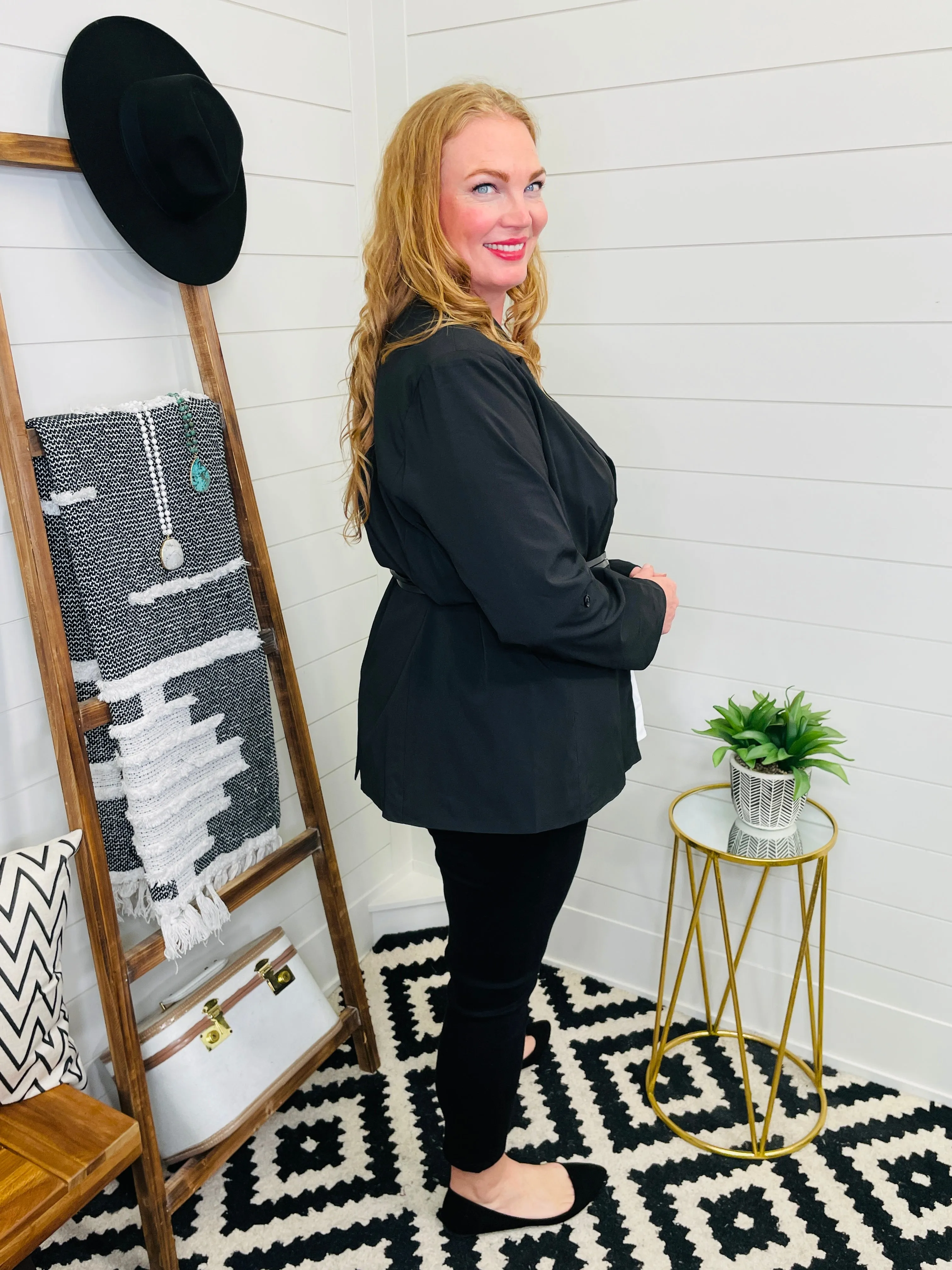Closet Staple Belted Black Blazer