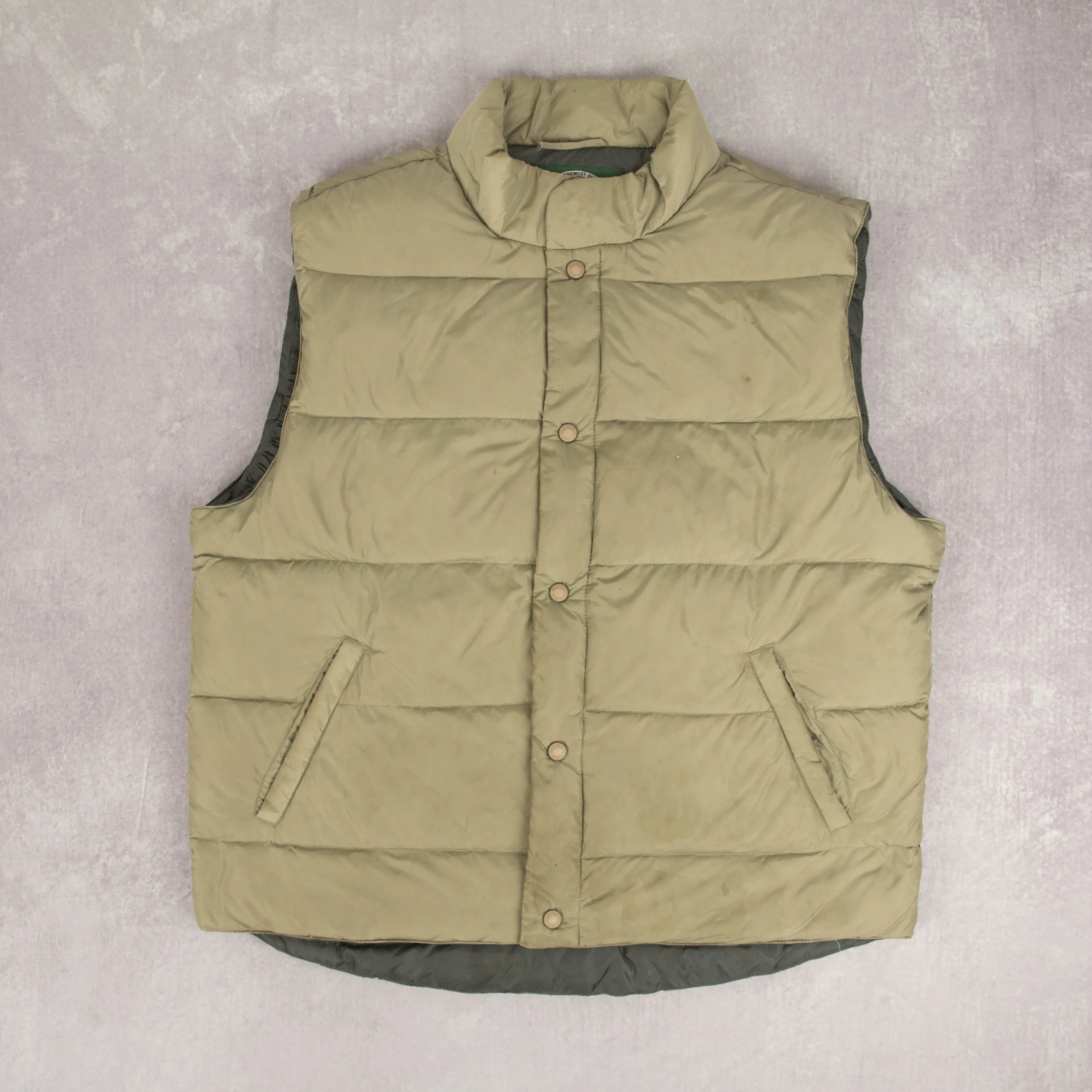 MEN'S VINTAGE GOOSE DOWN PUFFER GILET JACKET - LARGE
