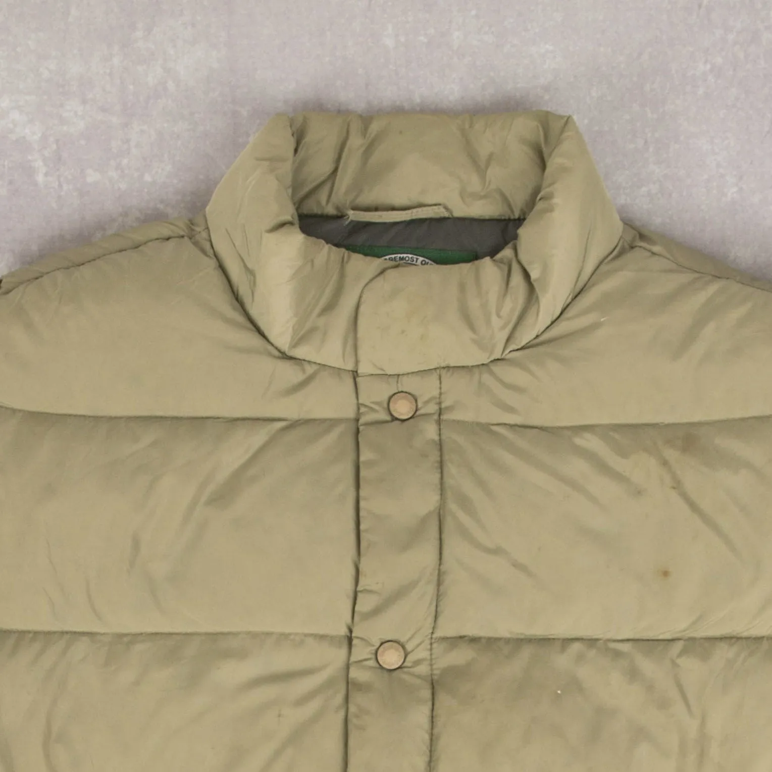 MEN'S VINTAGE GOOSE DOWN PUFFER GILET JACKET - LARGE