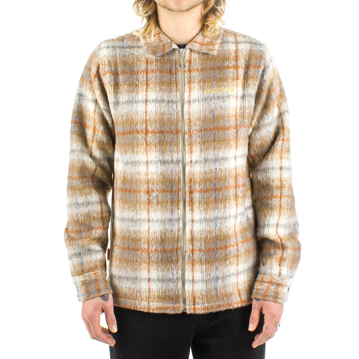 Plaid Flannel Zip Thru Shirt