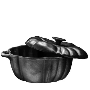 Pre-Seasoned Cast Iron 4 Quart Pumpkin Soup Pot - Perfect Casserole For Oven-to-Table
