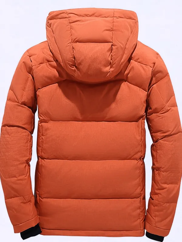 Stylish Down Insulated Men's Jacket with Hood and Pockets - SF0868