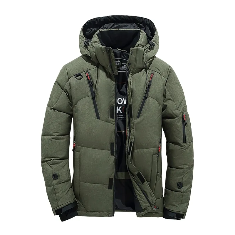 Stylish Down Insulated Men's Jacket with Hood and Pockets - SF0868