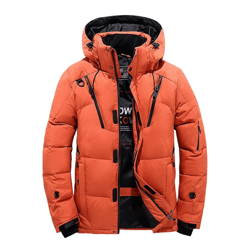 Stylish Down Insulated Men's Jacket with Hood and Pockets - SF0868