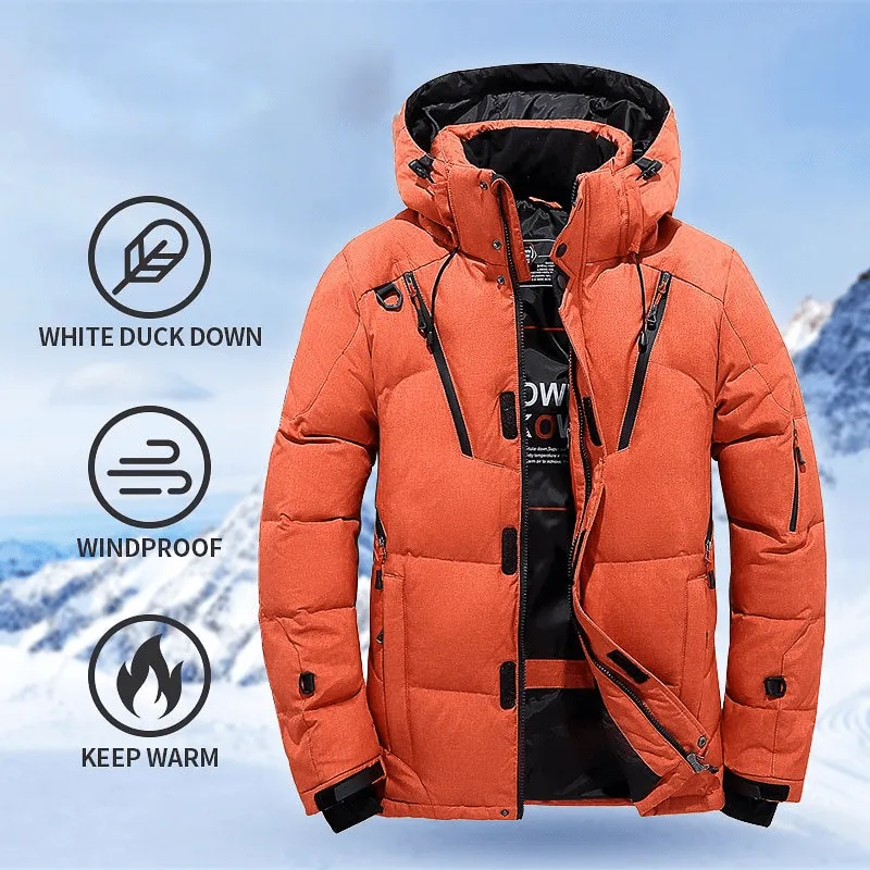 Stylish Down Insulated Men's Jacket with Hood and Pockets - SF0868