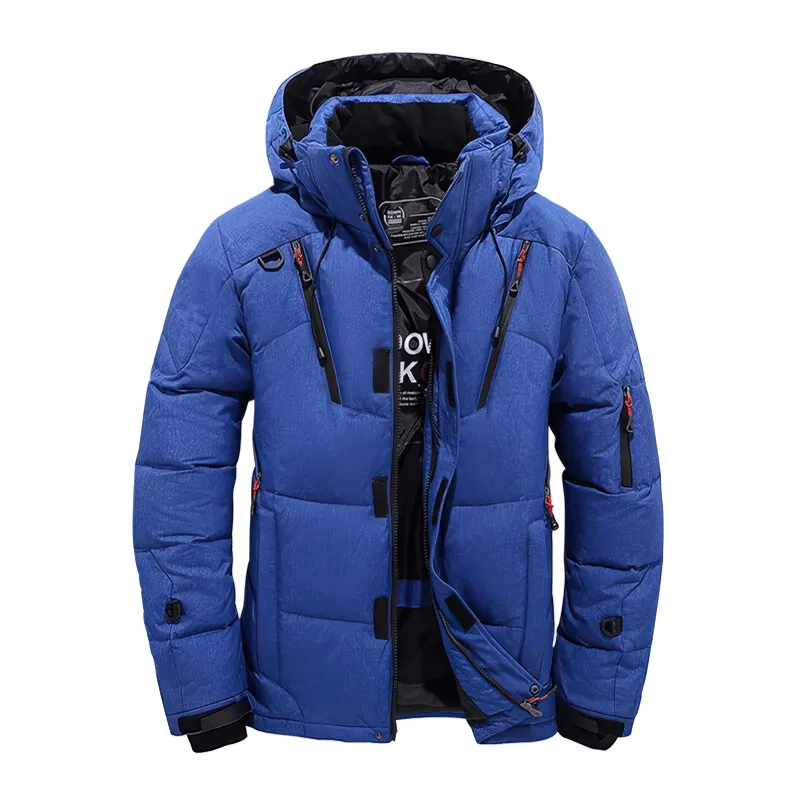 Stylish Down Insulated Men's Jacket with Hood and Pockets - SF0868