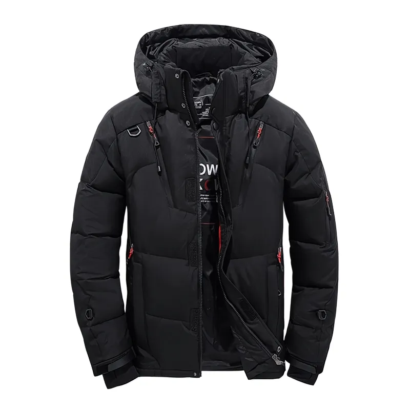 Stylish Down Insulated Men's Jacket with Hood and Pockets - SF0868