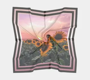 Sunflowers Pretty in Pink Sunset Charcoal Stripe Scarf