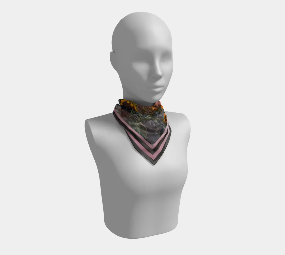 Sunflowers Pretty in Pink Sunset Charcoal Stripe Scarf