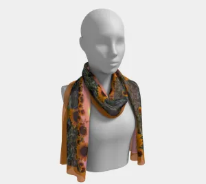 Sunflowers Pretty in Pink Sunset Golden Scarf