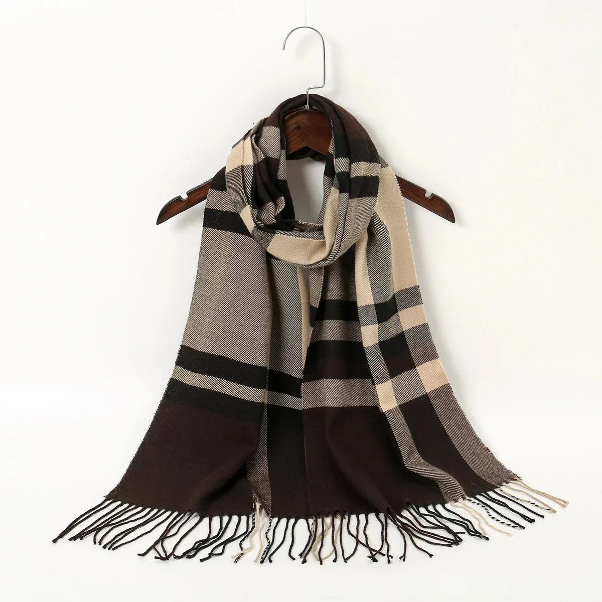 Thin Pashmina Soft Scarf with Tassels