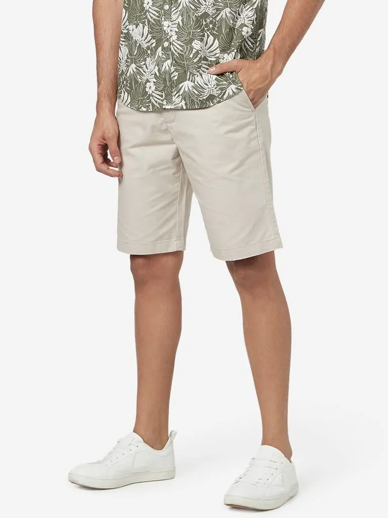 WES Casuals Beige Relaxed-Fit Shorts