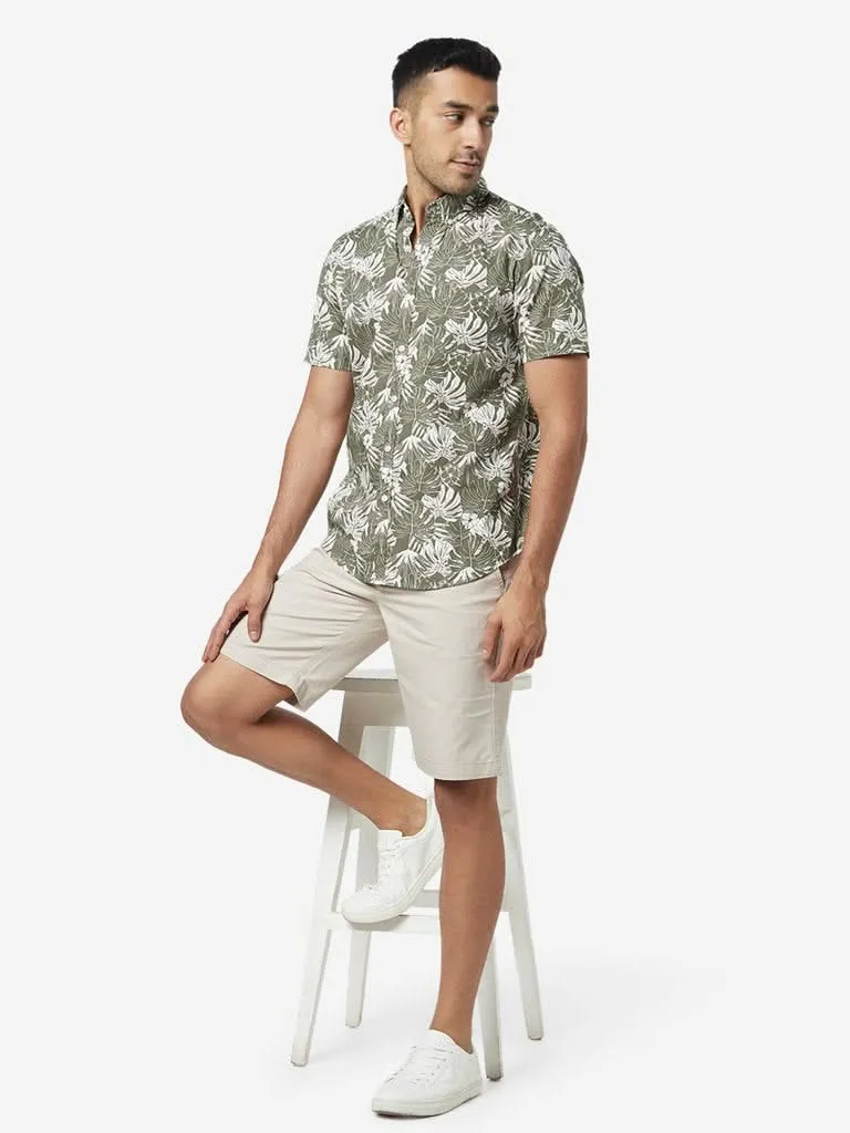 WES Casuals Beige Relaxed-Fit Shorts