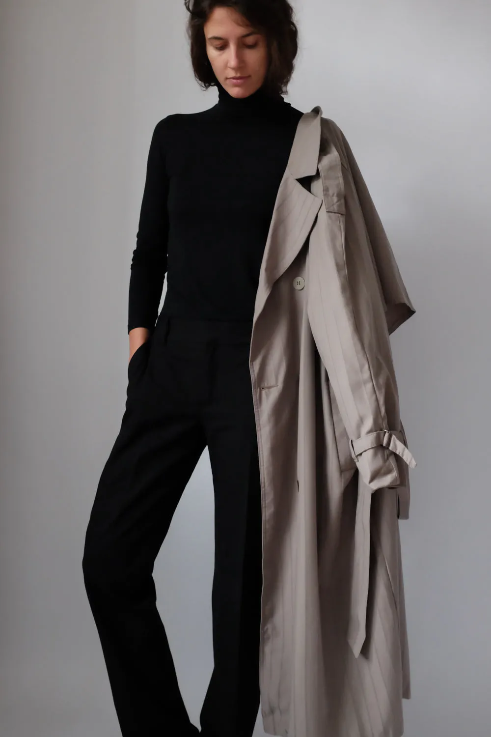 WOOL VINTAGE PINSTRIPED COAT