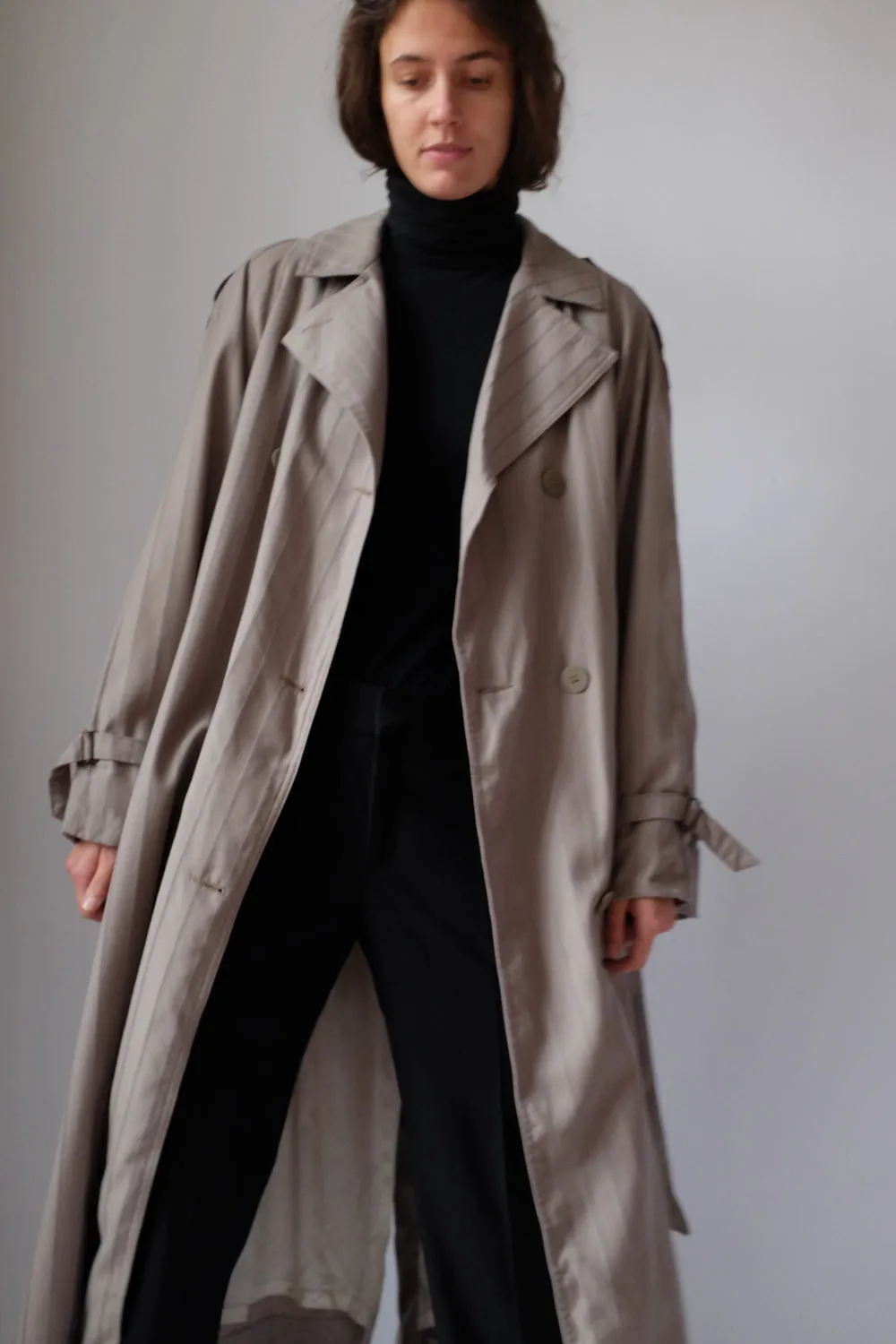 WOOL VINTAGE PINSTRIPED COAT